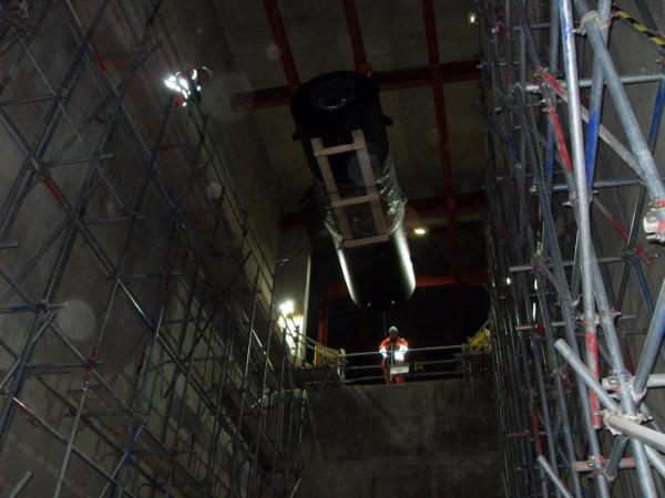 Gantry Air Hoist into basement @ LDP Farringdon Road, London