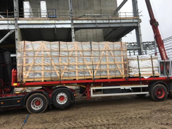 Offloading electrical panels from lorry