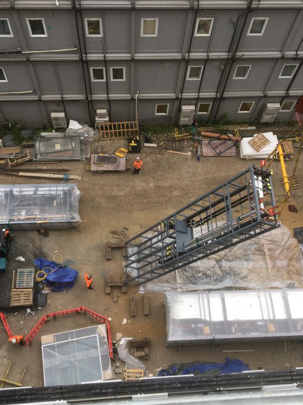 Lifting of one of 54 risers